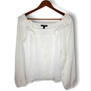 AMERICAN Eagle Outfitters White Mixed Fabric Square Neck Long Sleeve Top Size S